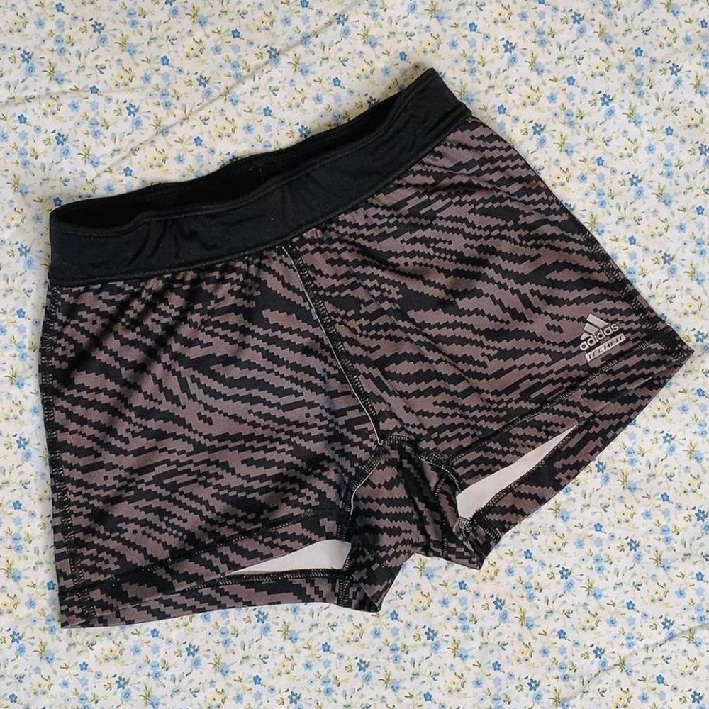 Adidas black and grey workout mini compression shorts size small